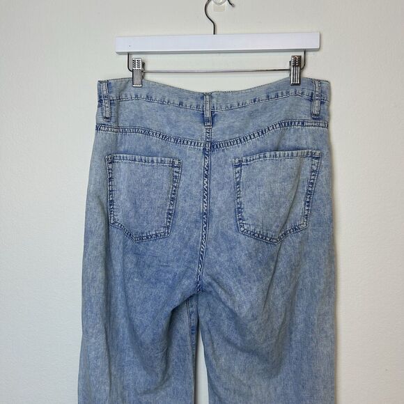 Frame Jeans Women’s 28 Le Baggy Palazzo Light Blue Wash Raw Hem Wide Leg Boho - Picture 8 of 14